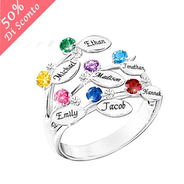 Personalizzabile Sette Nome Anello Con Birthstones