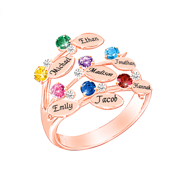 Personalizzabile Sette Nome Anello Con Birthstones
