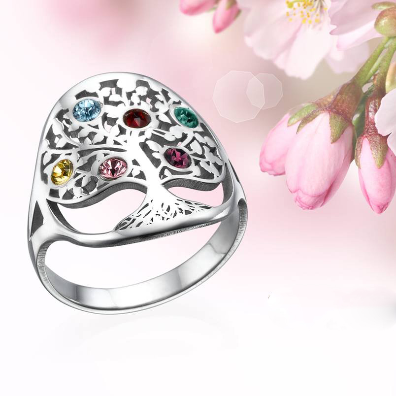 Famiglia Albero  birthstone Anello
