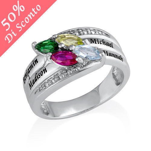 Personalizzabile 4 Nome Anello Con Birthstones