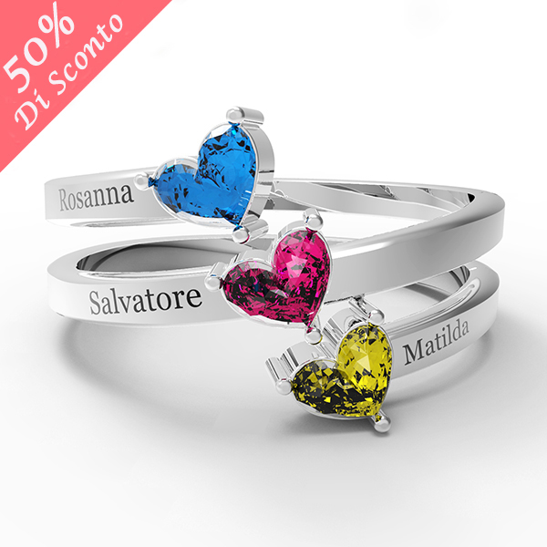 Personalizzabile 3 Nome Anello Con Birthstones