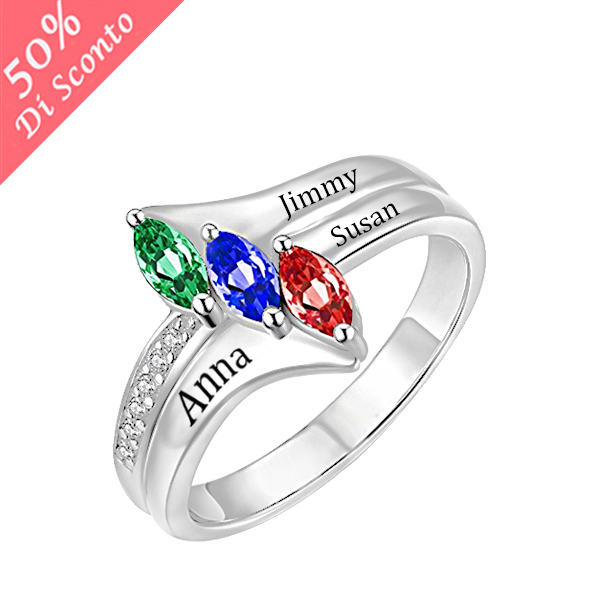 Personalizzabile Tre Nome Anello Con Birthstones