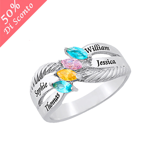 Personalizzabile Quattro Nome Anello Con Birthstones