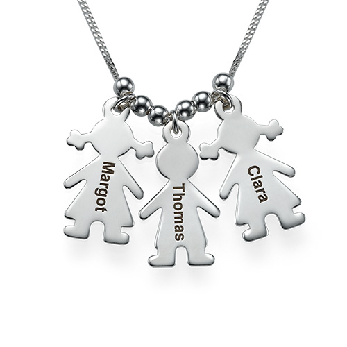 Collana “Mamma” in Puro Argento con Pendenti Bimbi Incisi con Nome